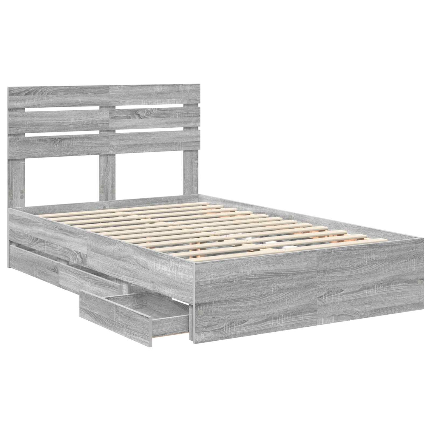 vidaXL Bed Frame with Drawer Grey Sonoma 120 x 190 cm Engineer Wood 5
