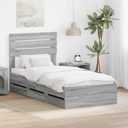 Bed Frame Drawer Engineer Wood Length Grey Sonoma