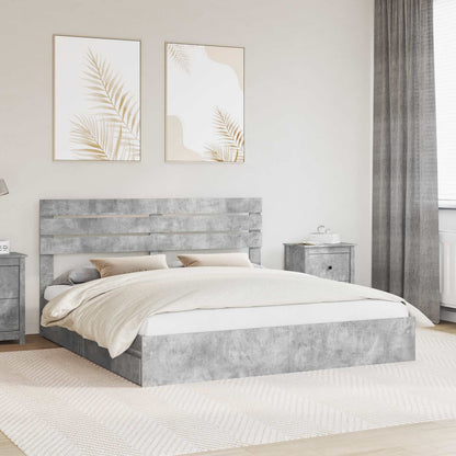 vidaXL Storage Bed Concrete Grey 200 x 200 cm Engineered Wood 1