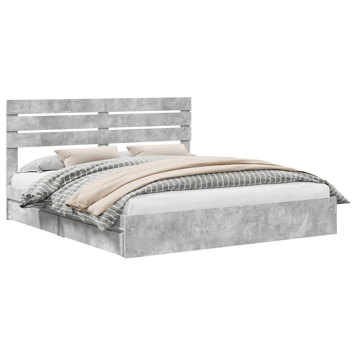 vidaXL Storage Bed Concrete Grey 200 x 200 cm Engineered Wood 2