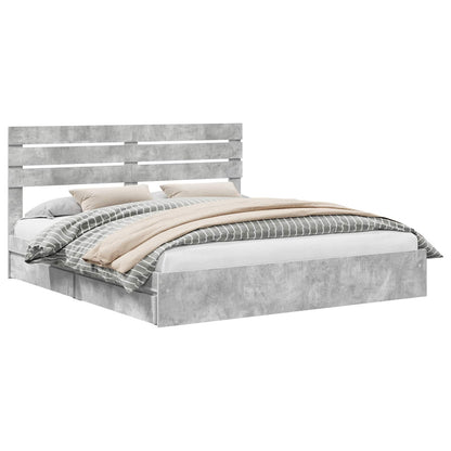 vidaXL Storage Bed Concrete Grey 200 x 200 cm Engineered Wood 2