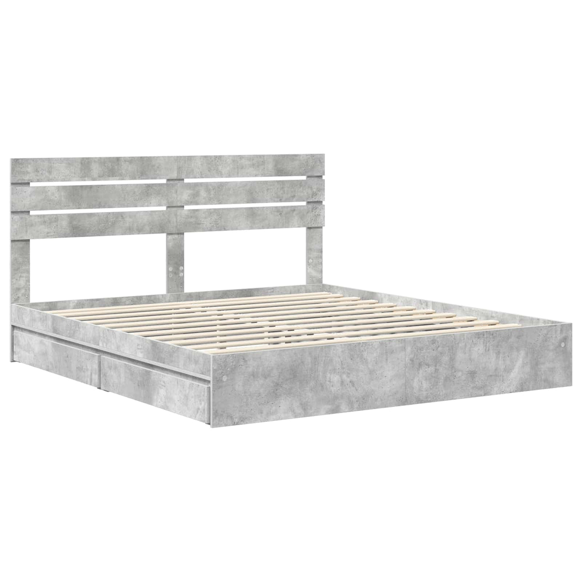 vidaXL Storage Bed Concrete Grey 200 x 200 cm Engineered Wood 4