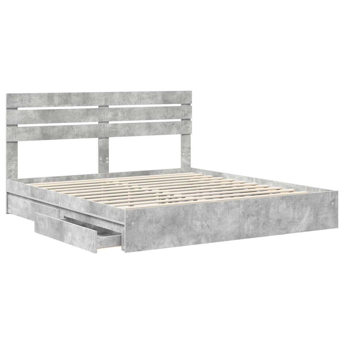 vidaXL Storage Bed Concrete Grey 200 x 200 cm Engineered Wood 5