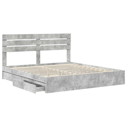 vidaXL Storage Bed Concrete Grey 200 x 200 cm Engineered Wood 5