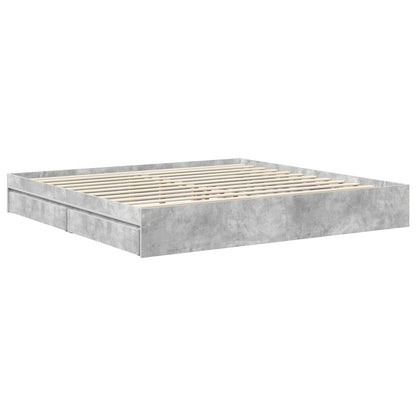 vidaXL Storage Bed Concrete Grey 200 x 200 cm Engineered Wood 6