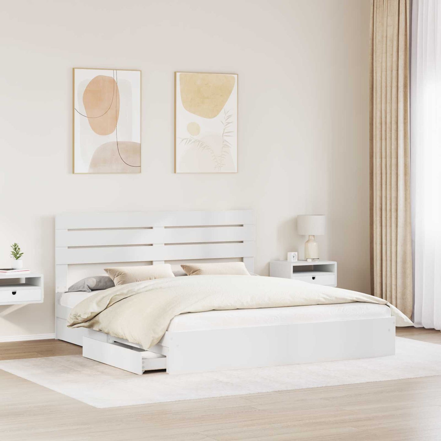 vidaXL Storage Bed with Drawer White 180 x 200 cm Engineered Wood 3
