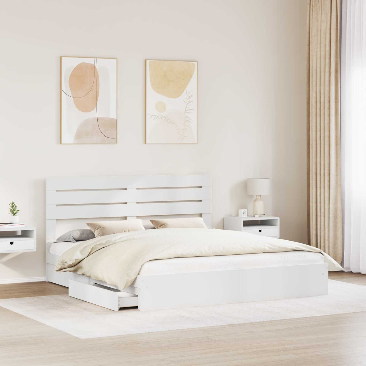 Storage Bed with Drawer Engineered Wood Length 200 cm White 180 cm