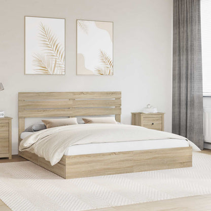 vidaXL Storage Bed with Drawer Sonoma Oak 180 x 200 cm Engineered Wood 1