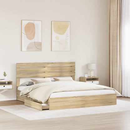 vidaXL Storage Bed with Drawer Sonoma Oak 180 x 200 cm Engineered Wood 3
