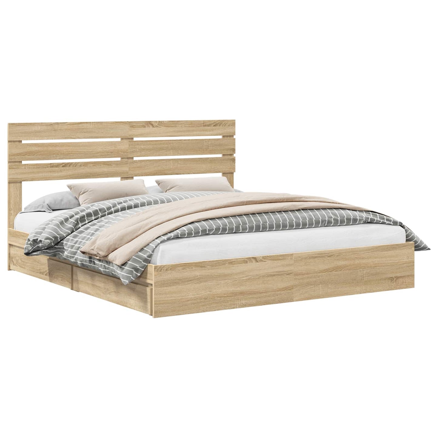 vidaXL Storage Bed with Drawer Sonoma Oak 180 x 200 cm Engineered Wood 2