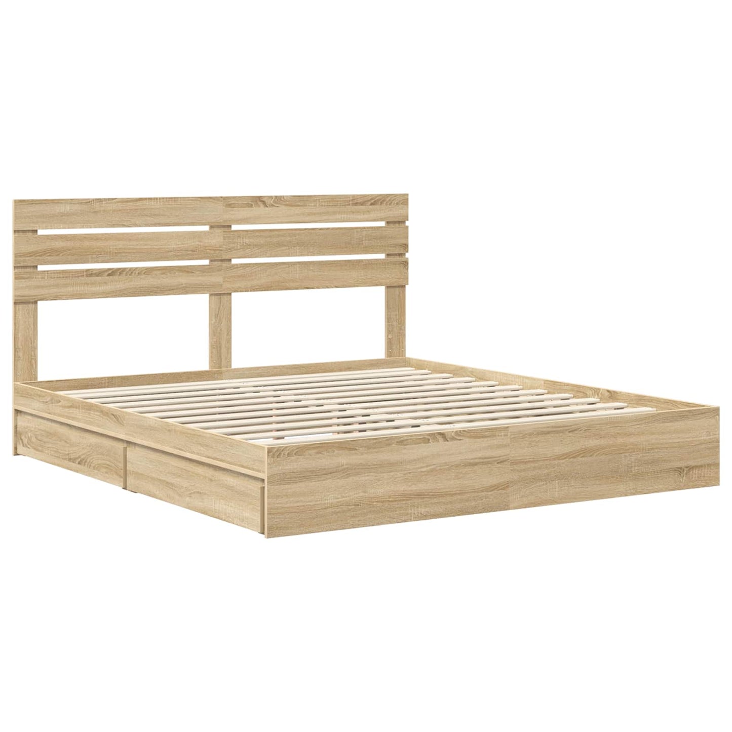 vidaXL Storage Bed with Drawer Sonoma Oak 180 x 200 cm Engineered Wood 4