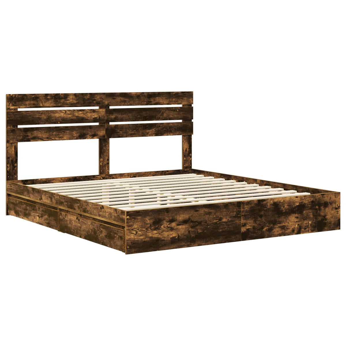 vidaXL Storage Bed Smoked Oak 180 x 200 cm Engineered Wood 4