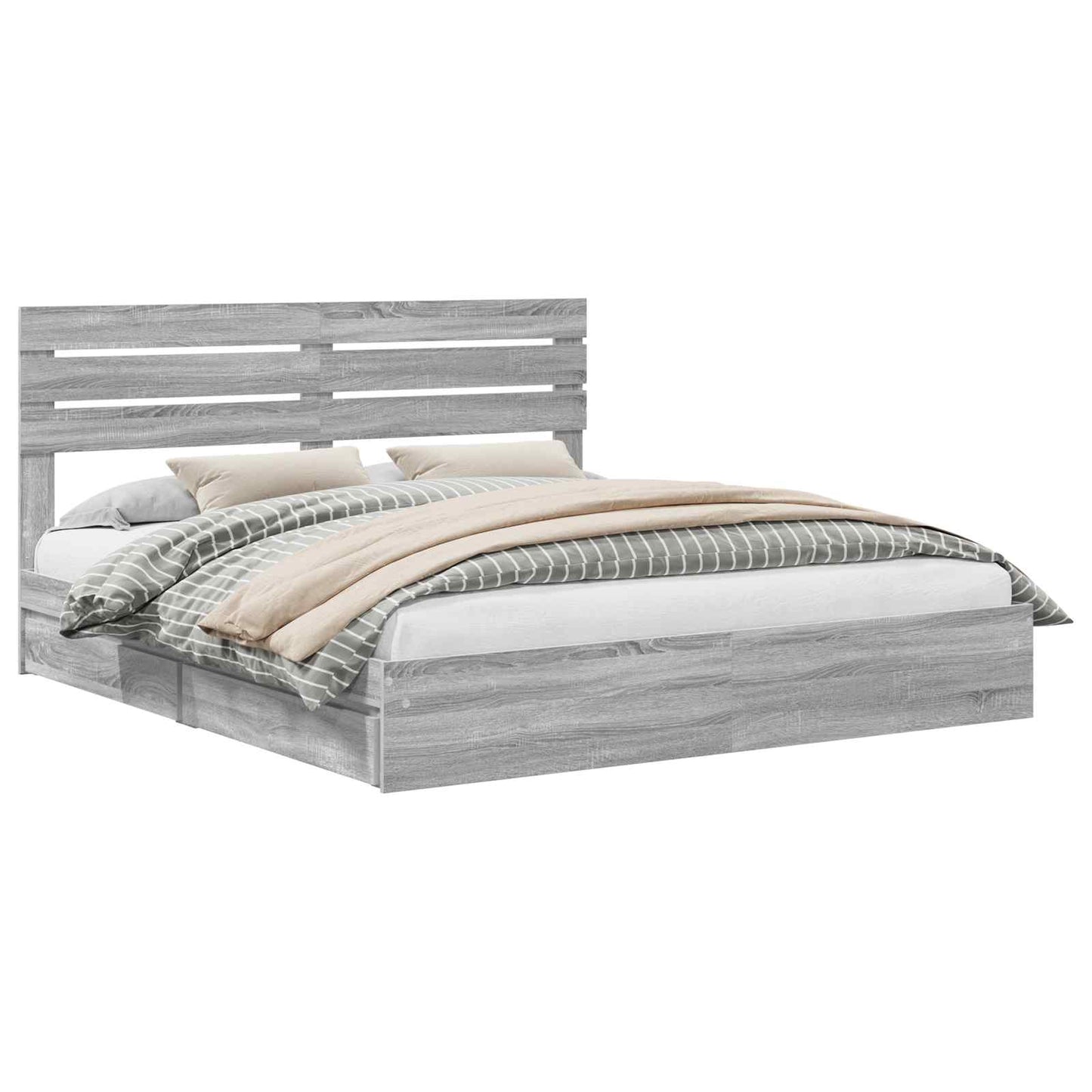 vidaXL Storage Bed Grey Sonoma 180 x 200 cm Engineered Wood 2