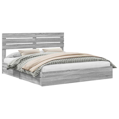vidaXL Storage Bed Grey Sonoma 180 x 200 cm Engineered Wood 2
