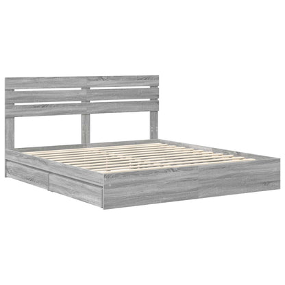 vidaXL Storage Bed Grey Sonoma 180 x 200 cm Engineered Wood 4