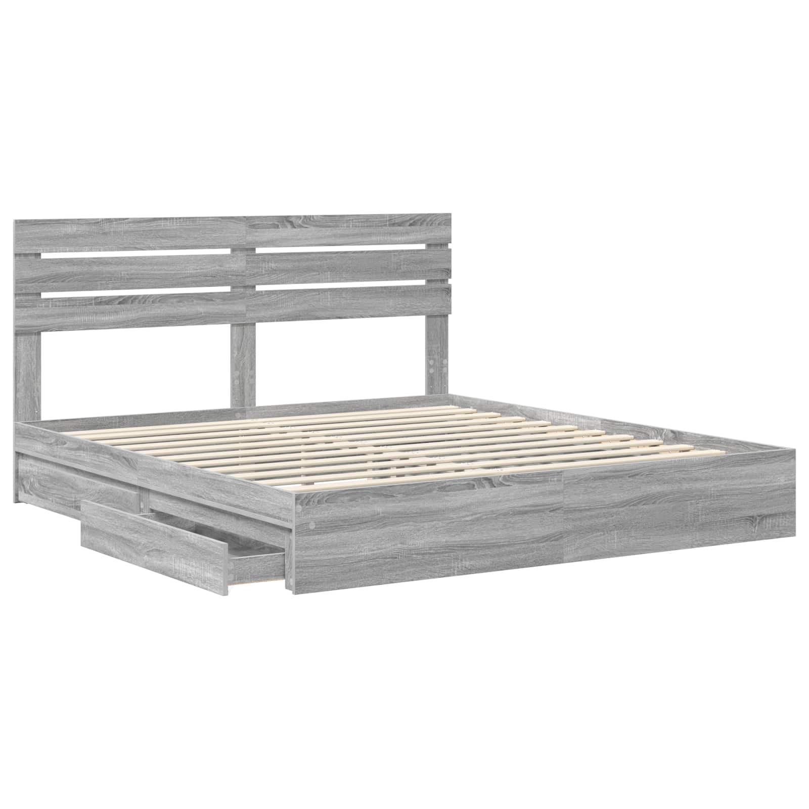 vidaXL Storage Bed Grey Sonoma 180 x 200 cm Engineered Wood 5