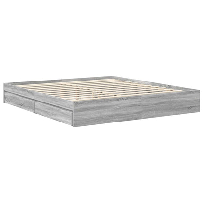 vidaXL Storage Bed Grey Sonoma 180 x 200 cm Engineered Wood 6