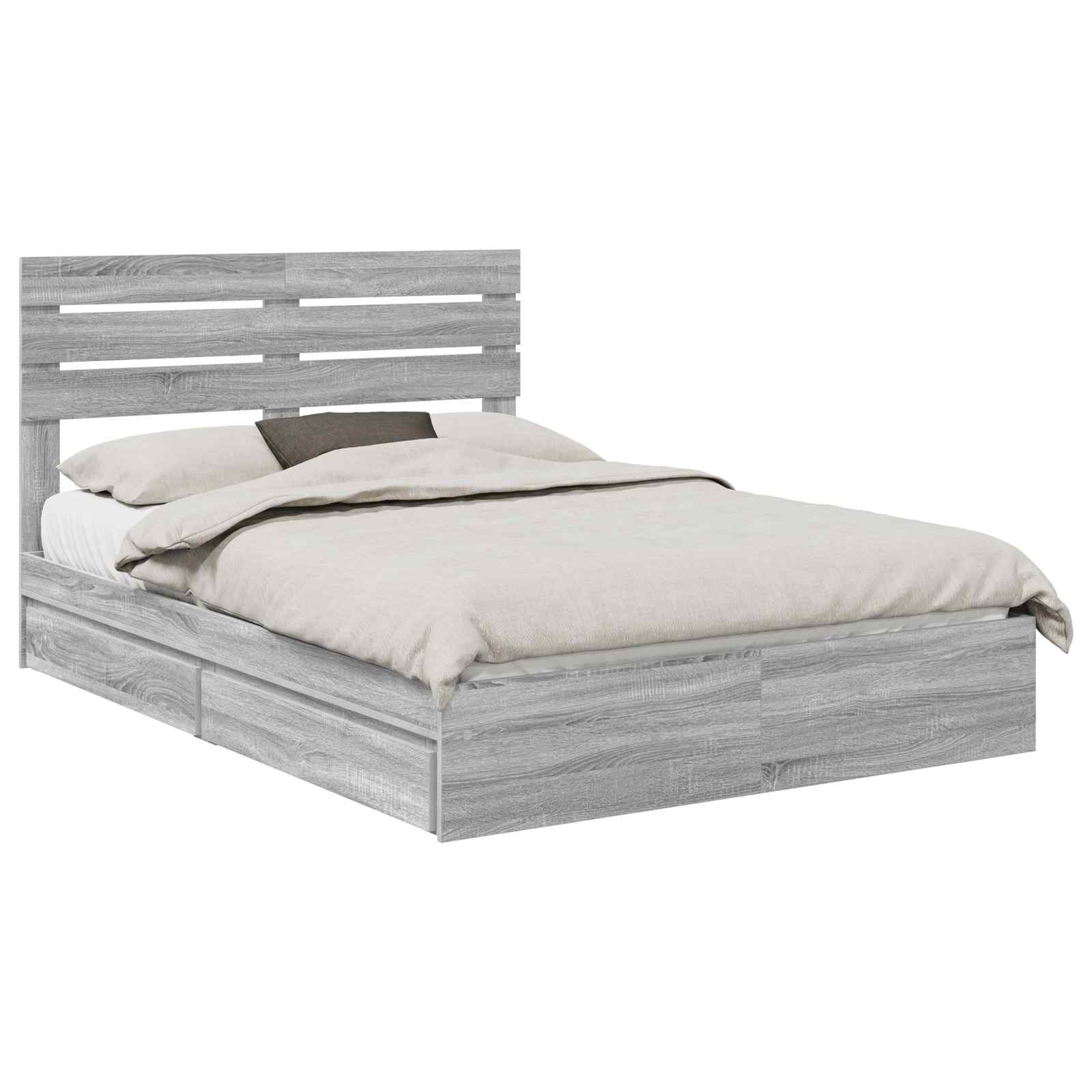 vidaXL Storage Bed Grey Sonoma 160 x 200 cm Engineered Wood 2