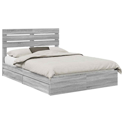 vidaXL Storage Bed Grey Sonoma 160 x 200 cm Engineered Wood 2