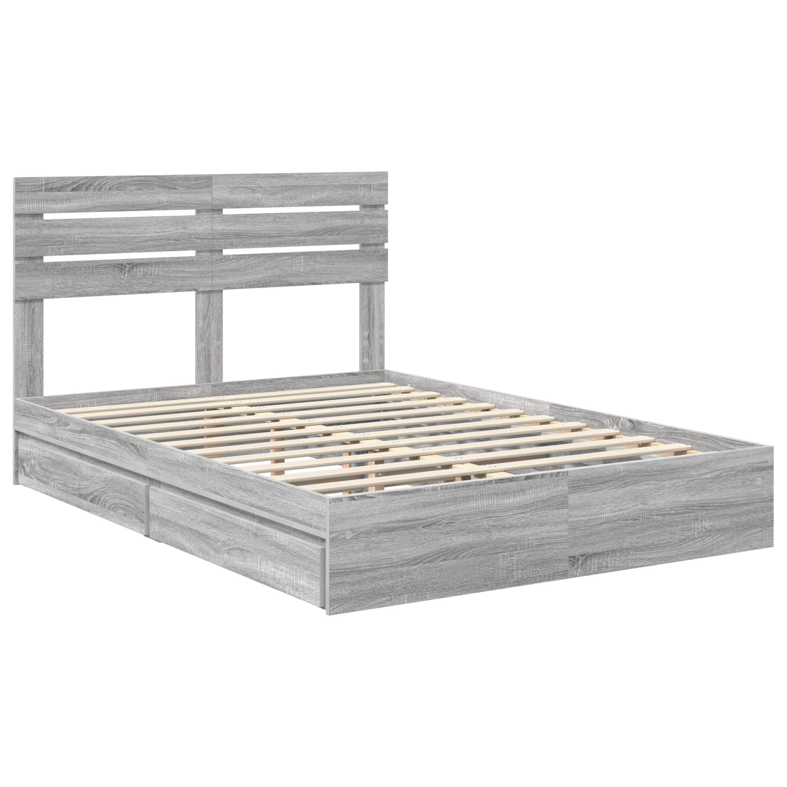 vidaXL Storage Bed Grey Sonoma 160 x 200 cm Engineered Wood 4
