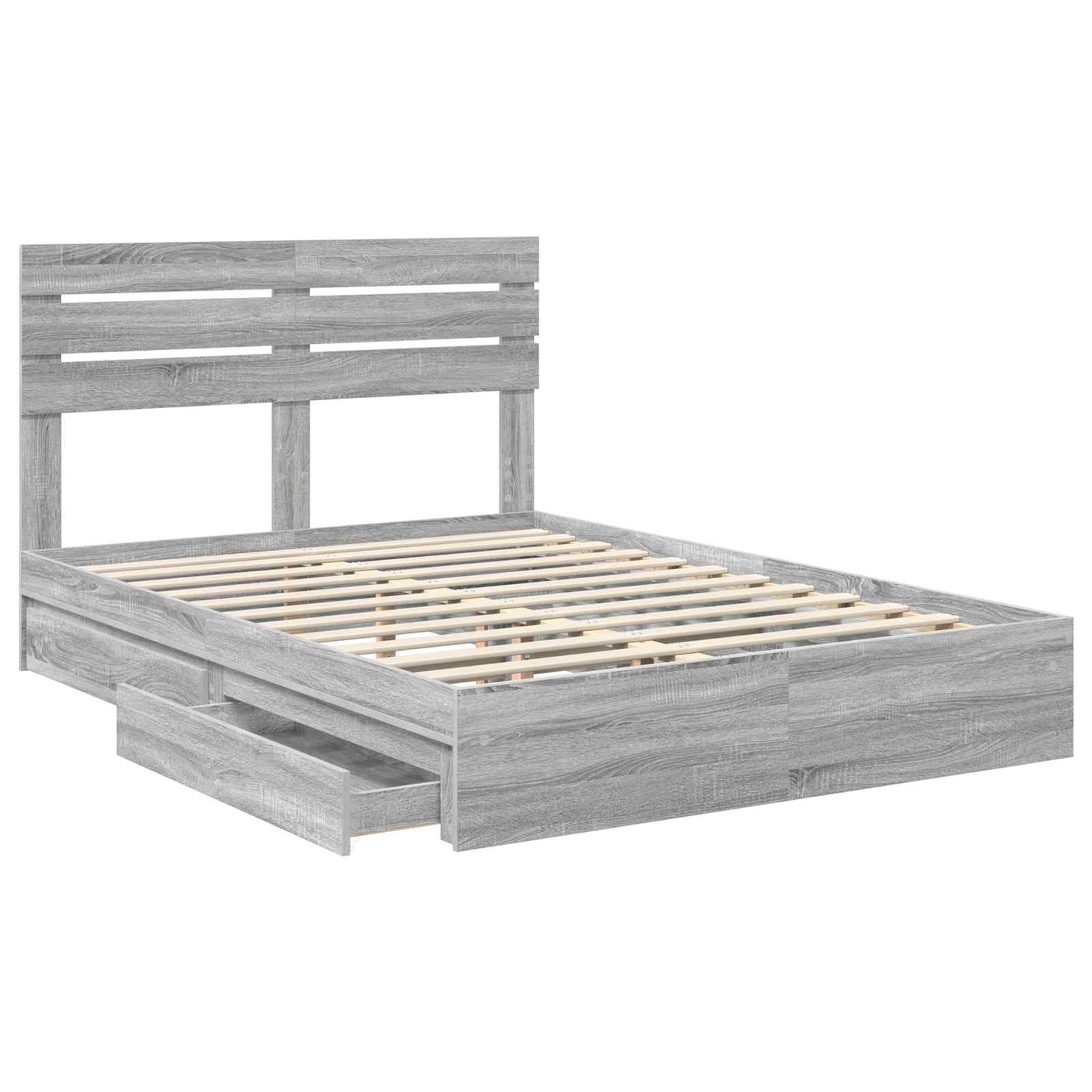 vidaXL Storage Bed Grey Sonoma 160 x 200 cm Engineered Wood 5