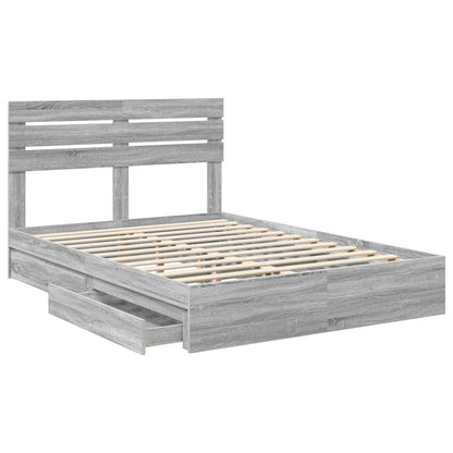 vidaXL Storage Bed Grey Sonoma 160 x 200 cm Engineered Wood 5