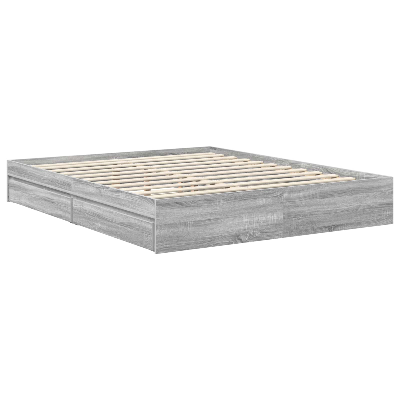 vidaXL Storage Bed Grey Sonoma 160 x 200 cm Engineered Wood 6