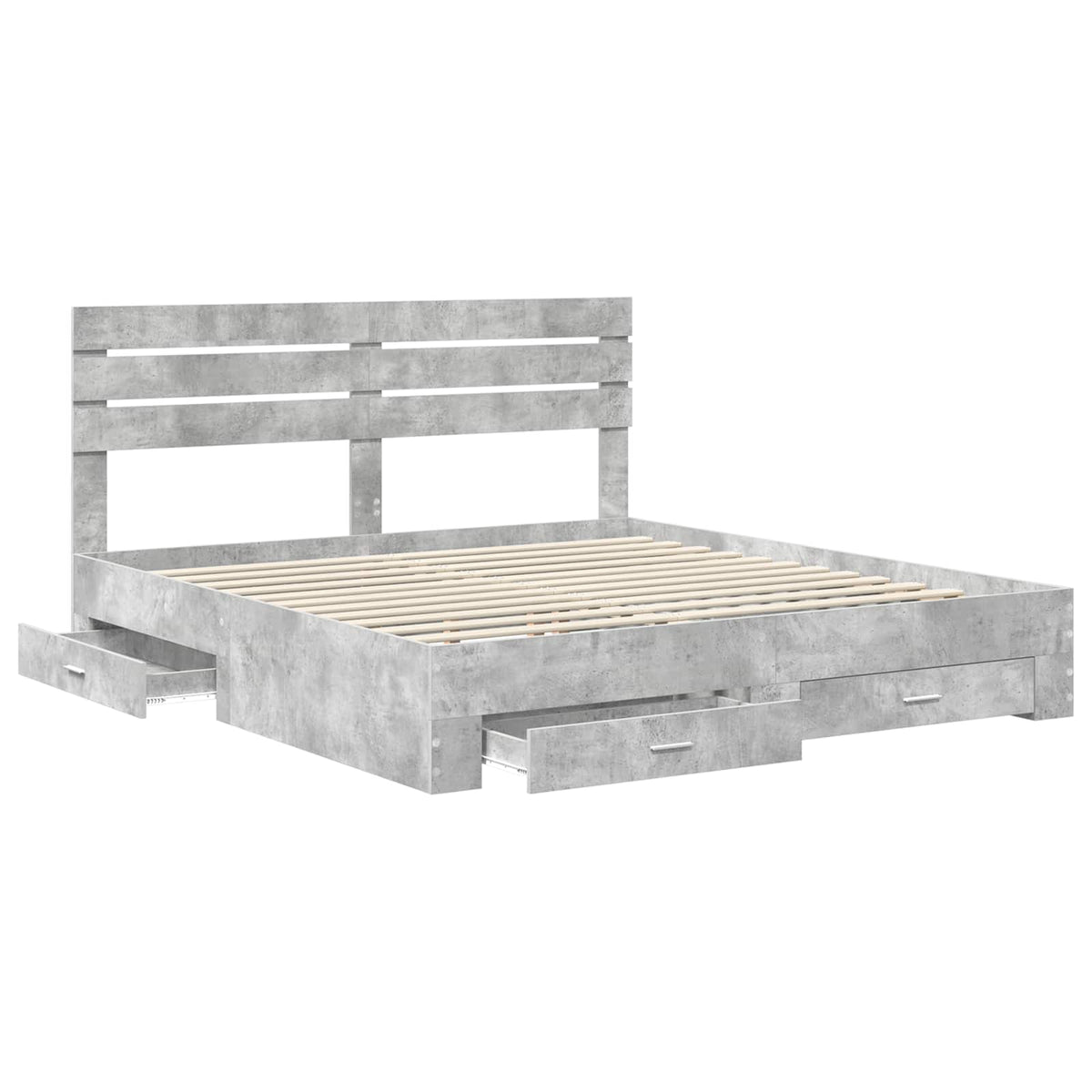 vidaXL Bed Frame Concrete Grey 200 x 200 cm Engineered Wood 5