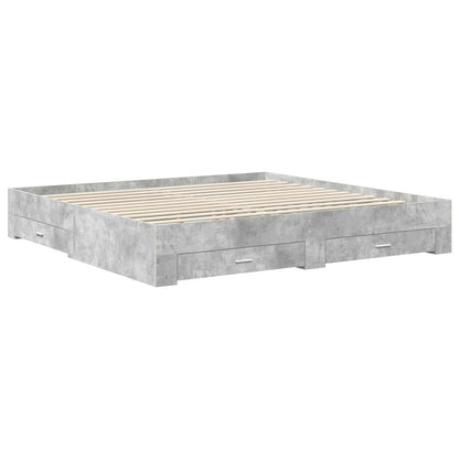 vidaXL Bed Frame Concrete Grey 200 x 200 cm Engineered Wood 6