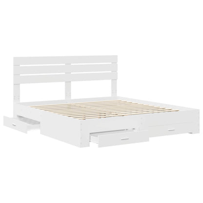 vidaXL Bed Frame with Drawer White 180 x 200 cm Engineered Wood 5