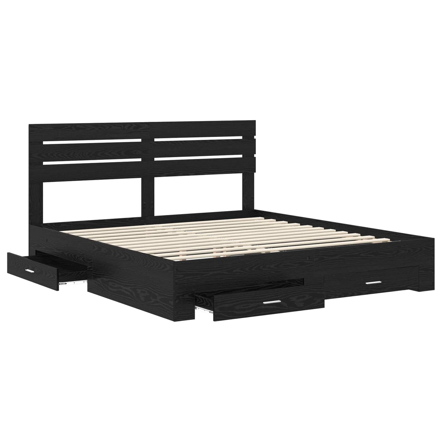 vidaXL Bed Frame with Drawer Black Oak 180 x 200 cm Engineered Wood 5