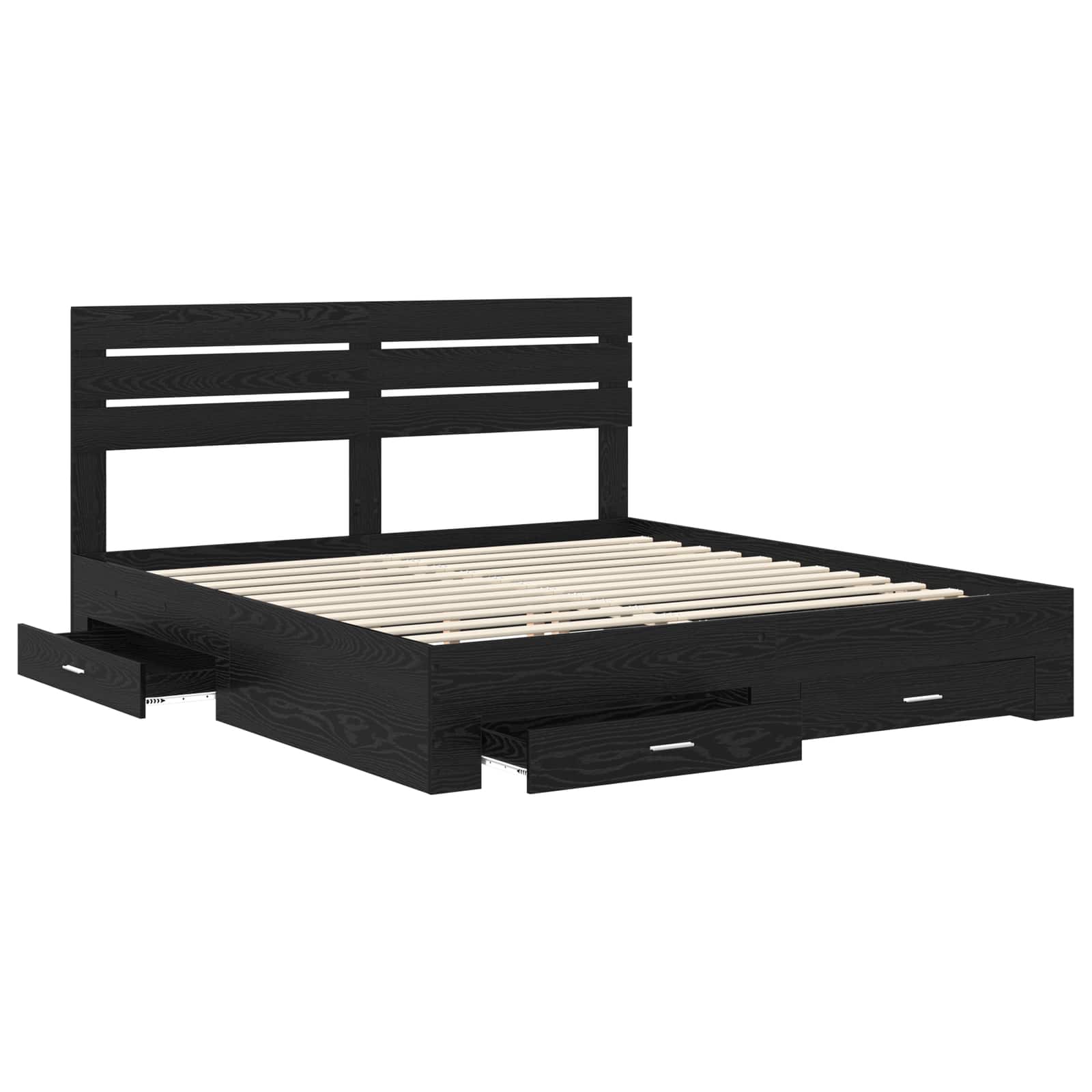 vidaXL Bed Frame with Drawer Black Oak 180 x 200 cm Engineered Wood 5