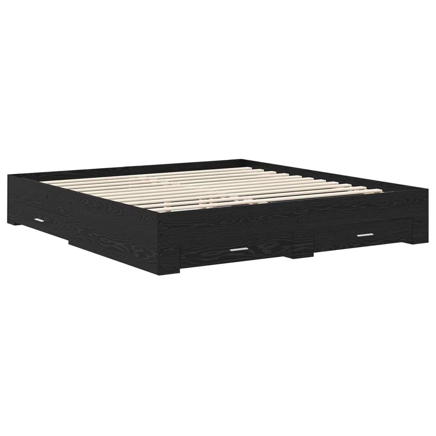 vidaXL Bed Frame with Drawer Black Oak 180 x 200 cm Engineered Wood 6