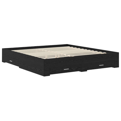 vidaXL Bed Frame with Drawer Black Oak 180 x 200 cm Engineered Wood 6