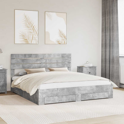 vidaXL Bed Frame Concrete Grey 180 x 200 cm Engineered Wood 1