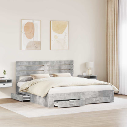 vidaXL Bed Frame Concrete Grey 180 x 200 cm Engineered Wood 3