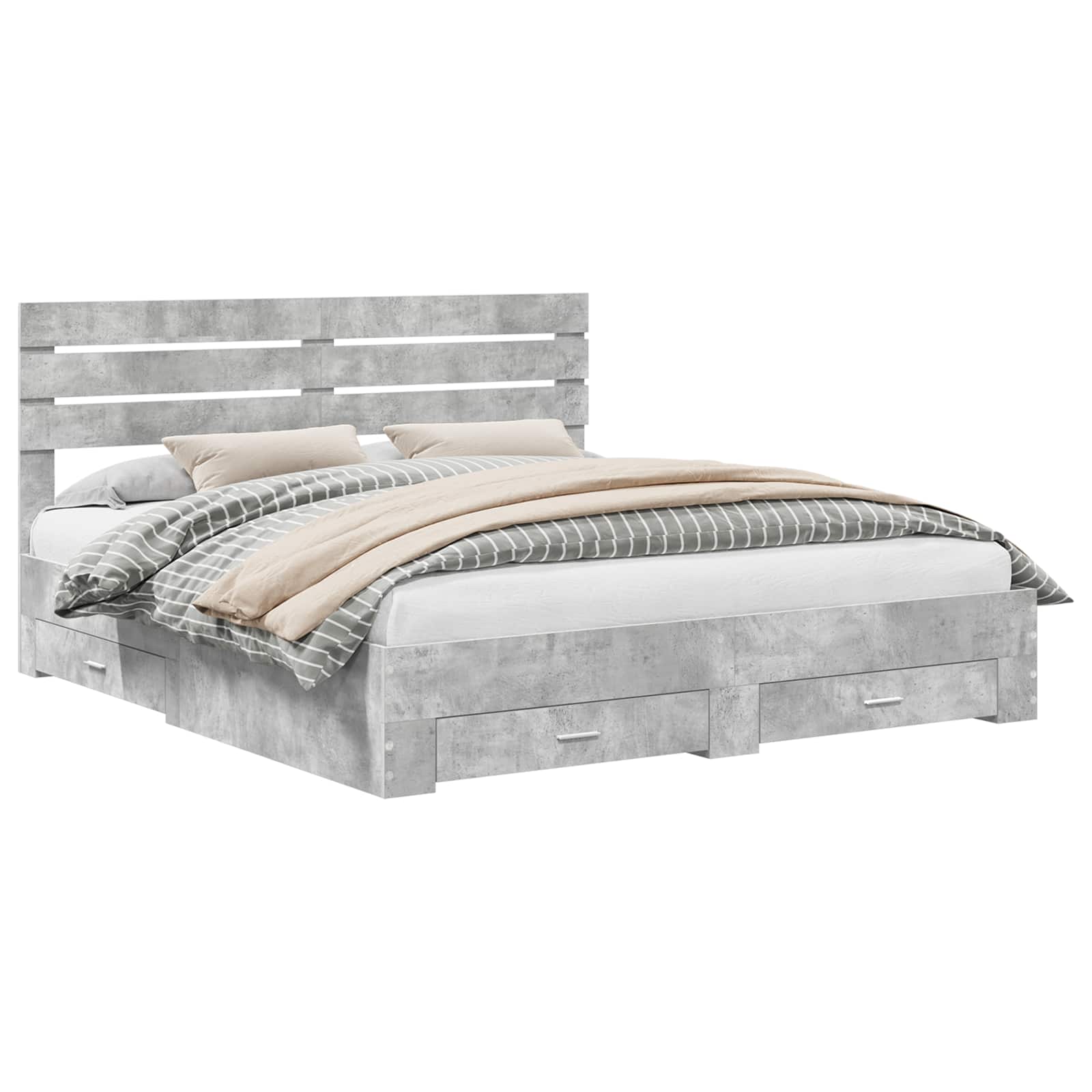 vidaXL Bed Frame Concrete Grey 180 x 200 cm Engineered Wood 2