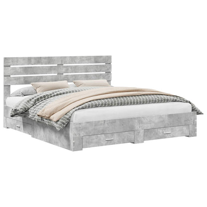 vidaXL Bed Frame Concrete Grey 180 x 200 cm Engineered Wood 2