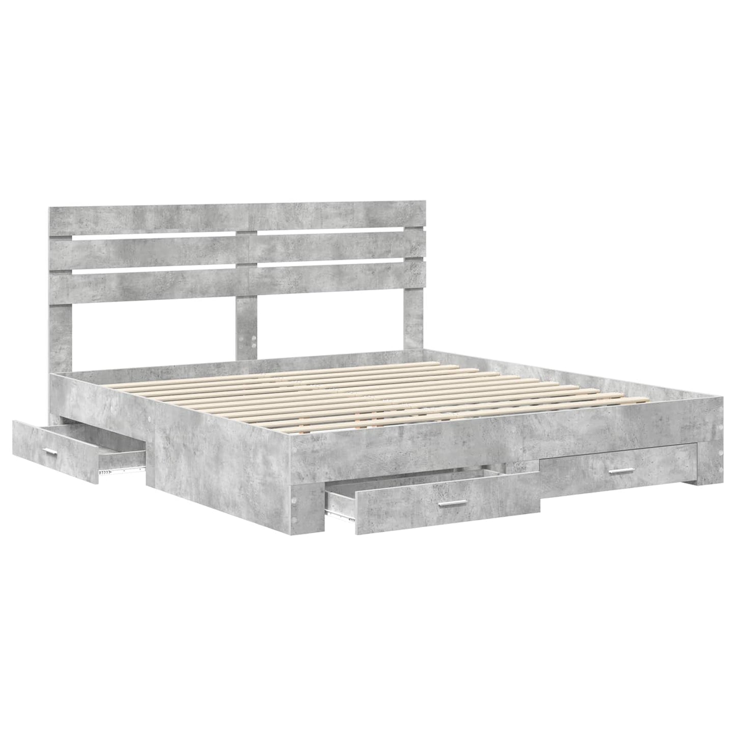 vidaXL Bed Frame Concrete Grey 180 x 200 cm Engineered Wood 5
