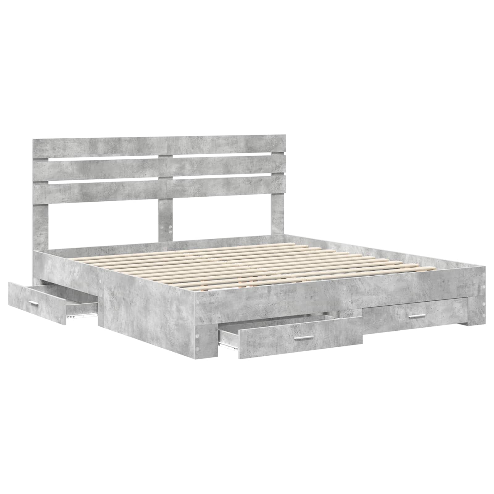 vidaXL Bed Frame Concrete Grey 180 x 200 cm Engineered Wood 5