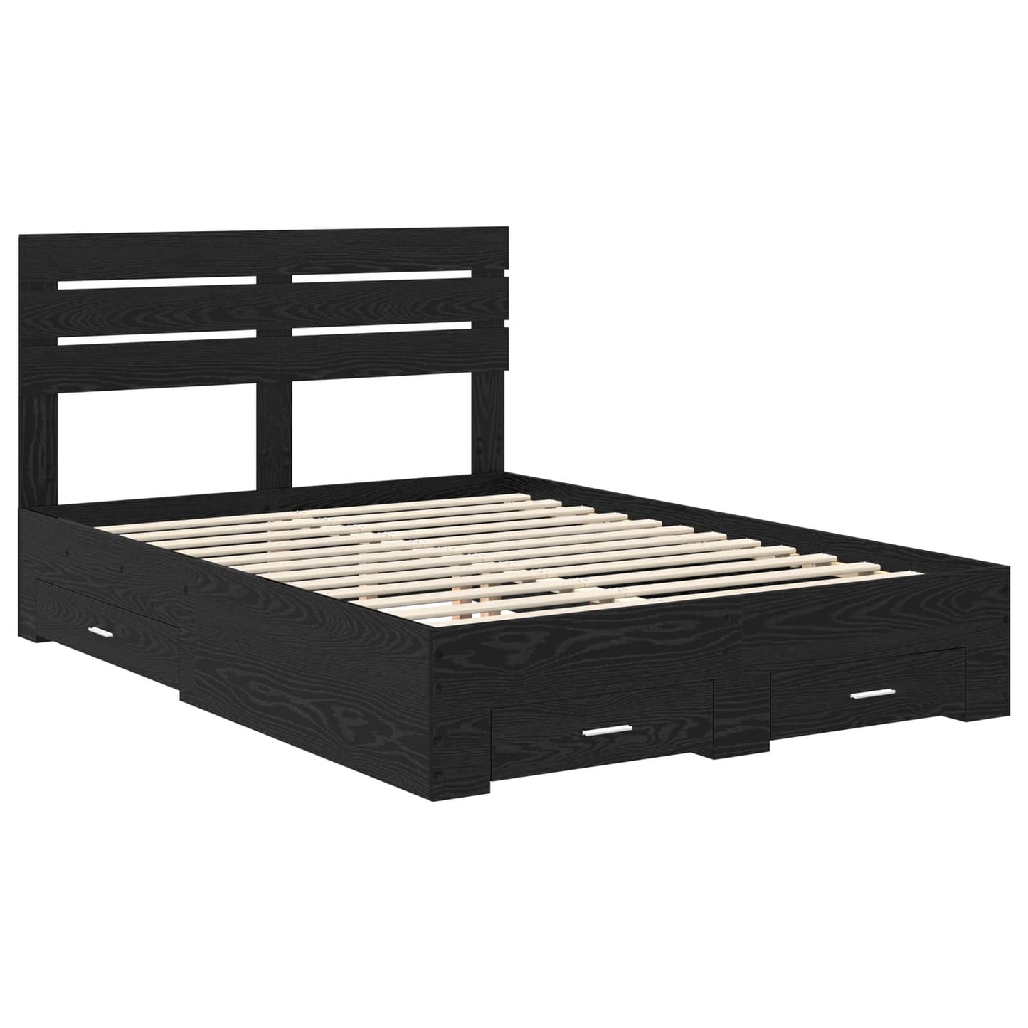 vidaXL Bed Frame with Drawer Black Oak 160 x 200 cm Engineered Wood 4