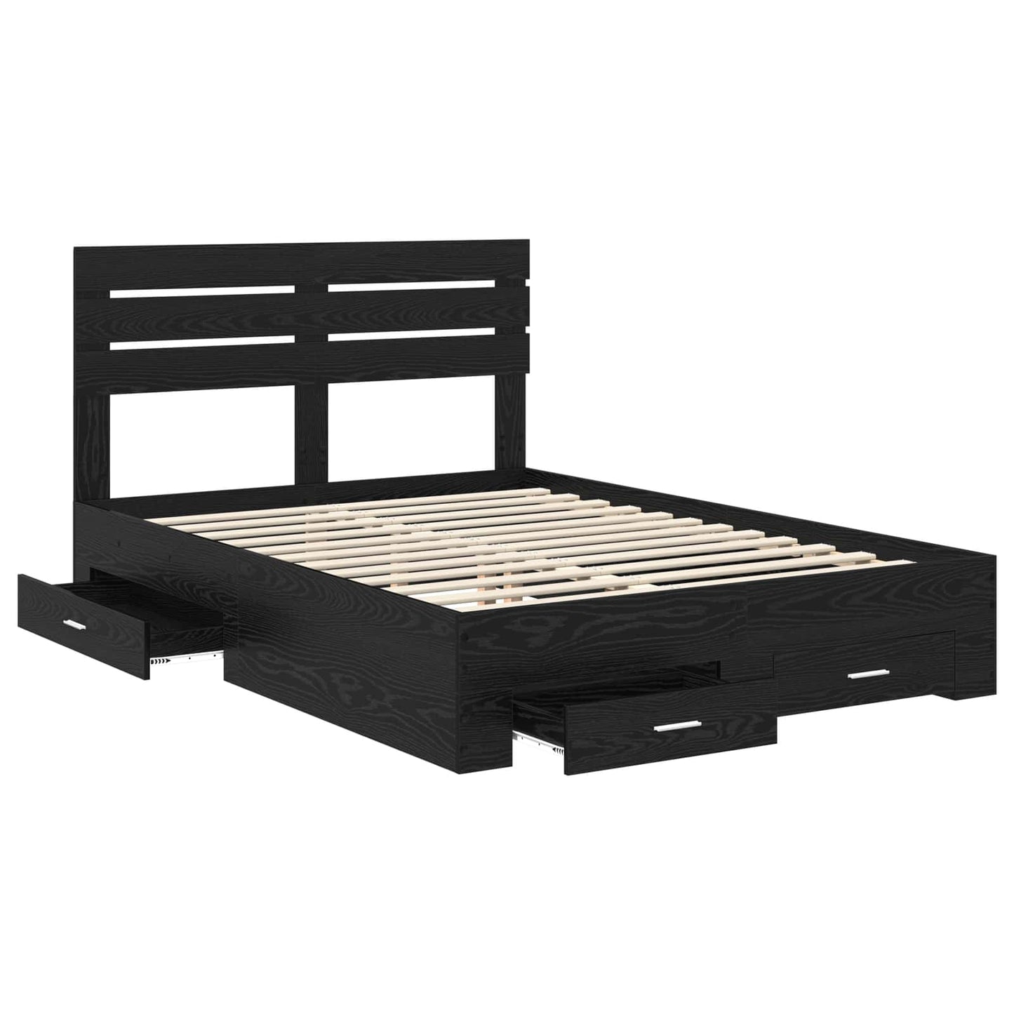 vidaXL Bed Frame with Drawer Black Oak 160 x 200 cm Engineered Wood 5