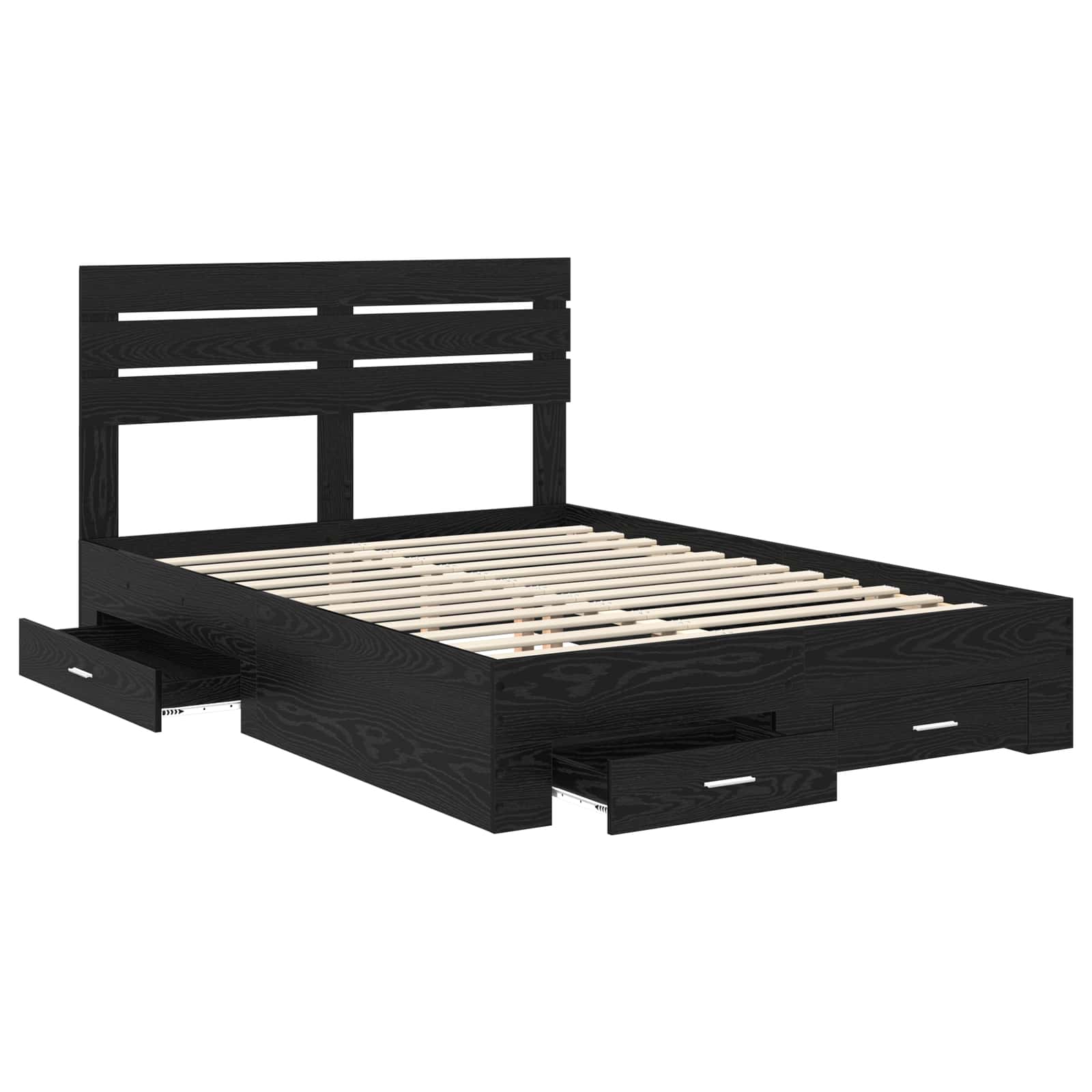 vidaXL Bed Frame with Drawer Black Oak 160 x 200 cm Engineered Wood 5