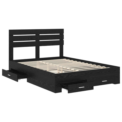 vidaXL Bed Frame with Drawer Black Oak 160 x 200 cm Engineered Wood 5