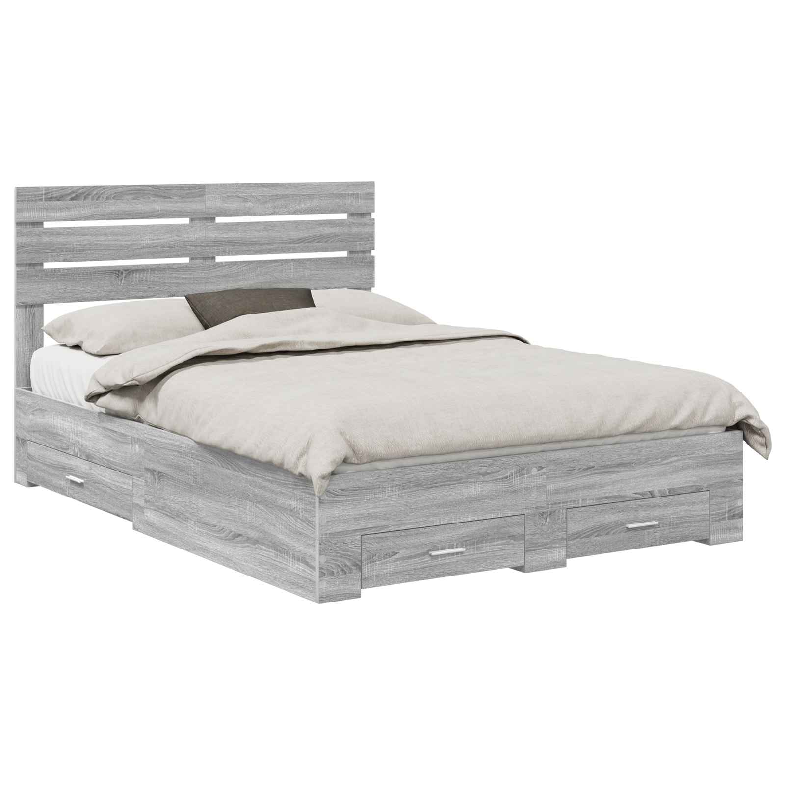 vidaXL Bed Frame with Drawer Grey Sonoma 160 x 200 cm Engineered Wood 2