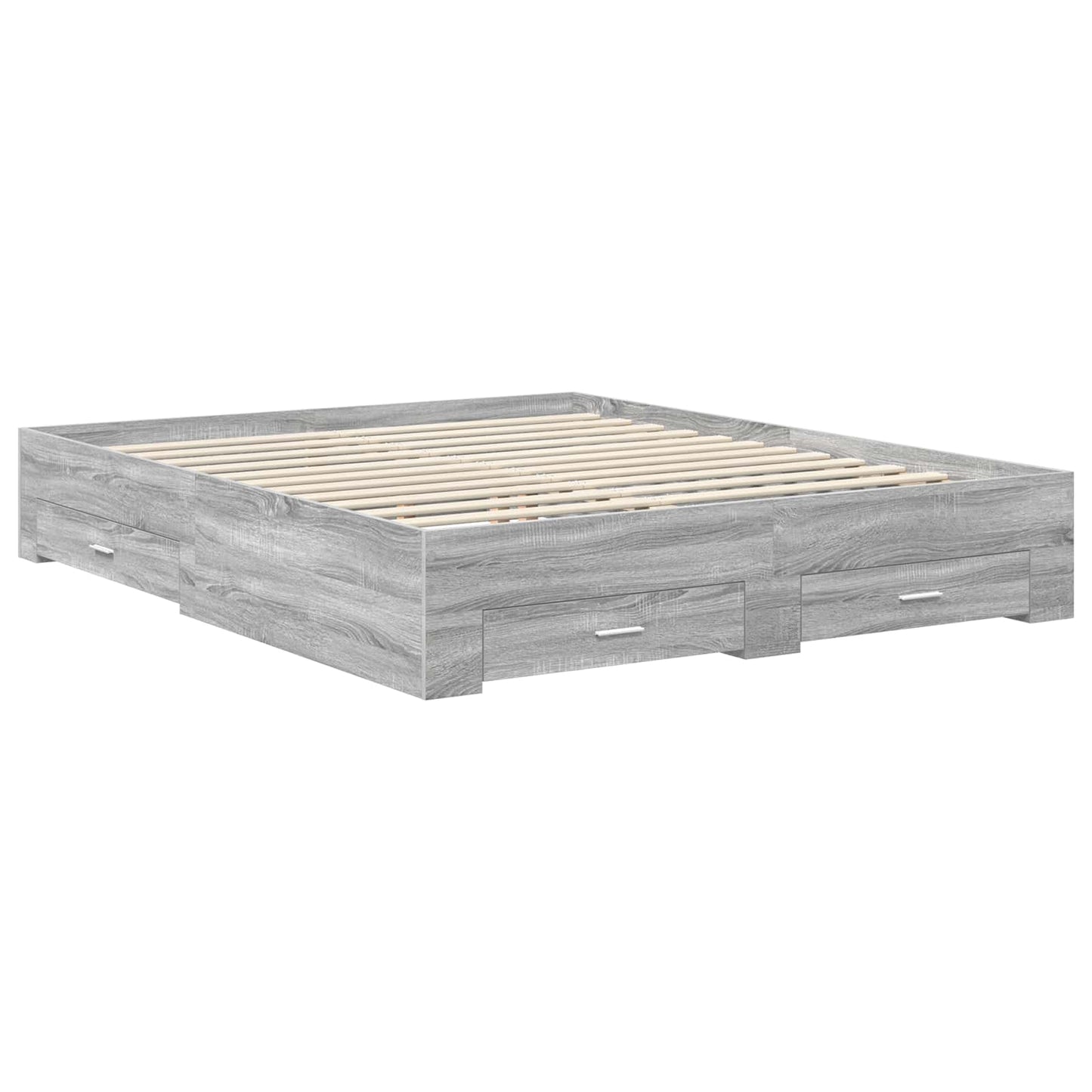 vidaXL Bed Frame with Drawer Grey Sonoma 160 x 200 cm Engineered Wood 6