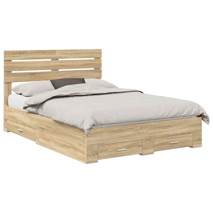 vidaXL Bed Frame with Drawer Sonoma Oak 150 x 200 cm Engineered Wood 2