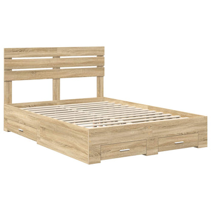 vidaXL Bed Frame with Drawer Sonoma Oak 150 x 200 cm Engineered Wood 4