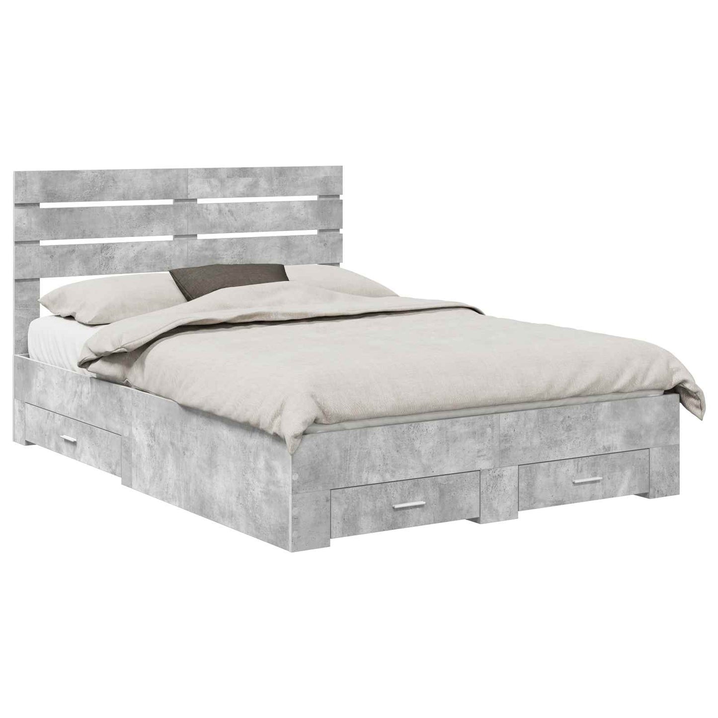vidaXL Bed Frame Concrete Grey 150 x 200 cm Engineered Wood 2