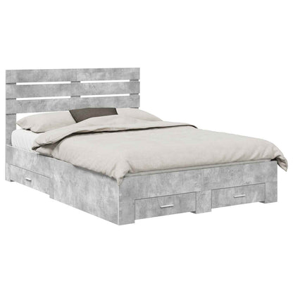 vidaXL Bed Frame Concrete Grey 150 x 200 cm Engineered Wood 2